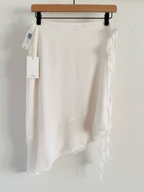 Aritzia Wilfred Sunlit Skirt Light Birch Asym Ruffle NWT 8